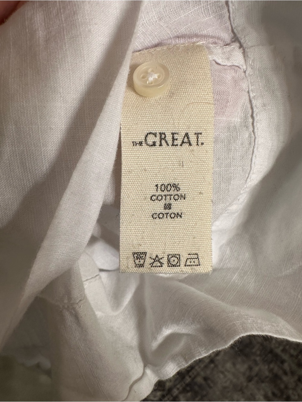 THE GREAT. White Cotton Peasant Blouse with Smocked Detail - Picture 2 of 3